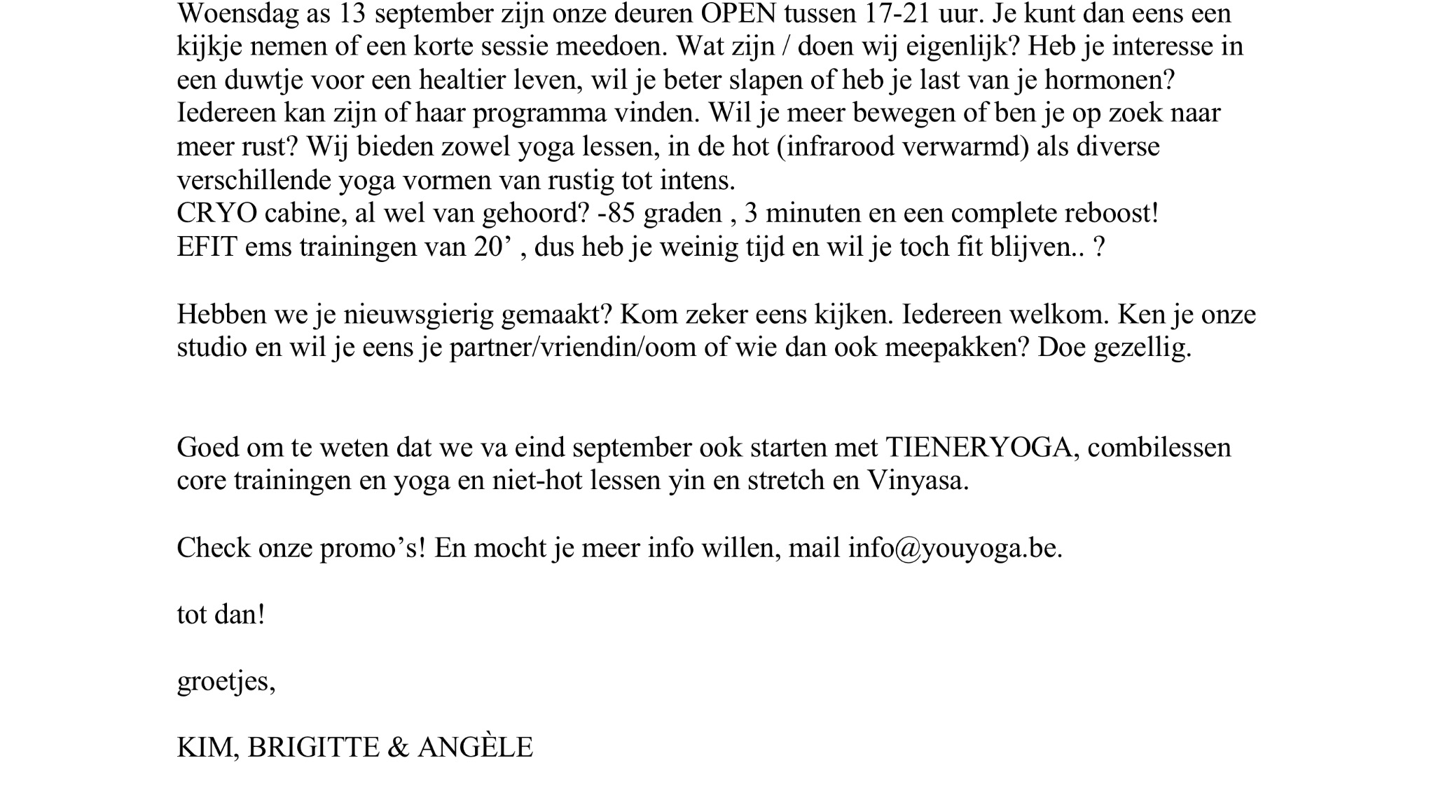 OPENDEUR MOMENT STUDIO YOU YOGA