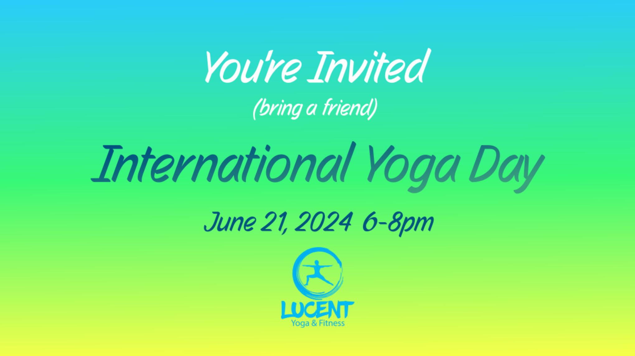 International Yoga Day Celebration, Free Classes, & Potluck