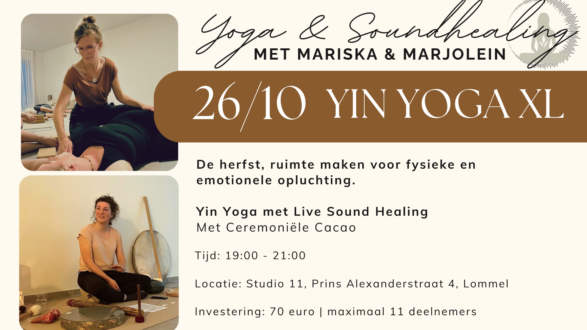Yin Yoga XL met Live Sound Healing en Ceremoniële Cacao