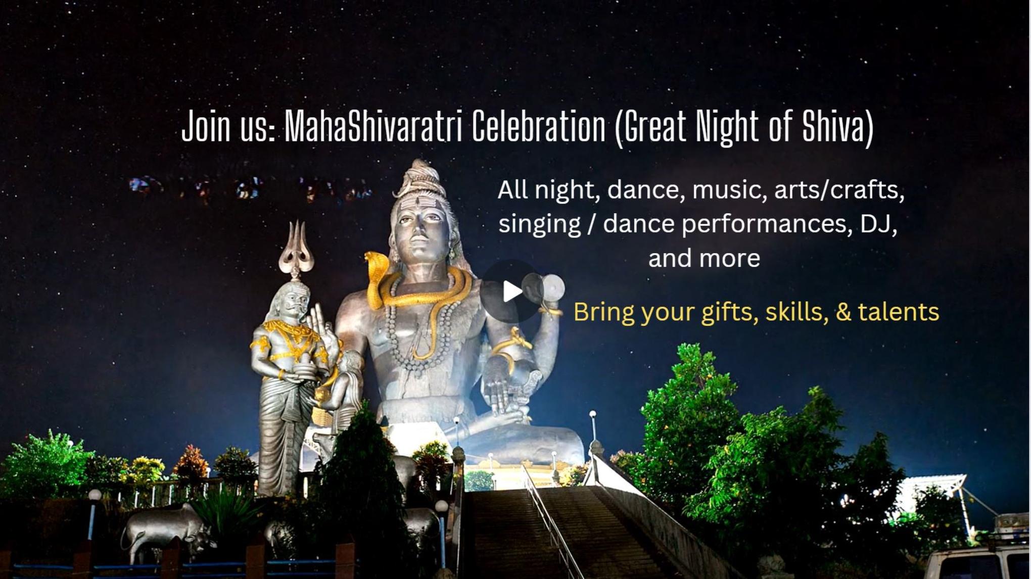 MahaShivaratri Celebration (Great Night of Shiva), Kirtan, Dance Sangha Art