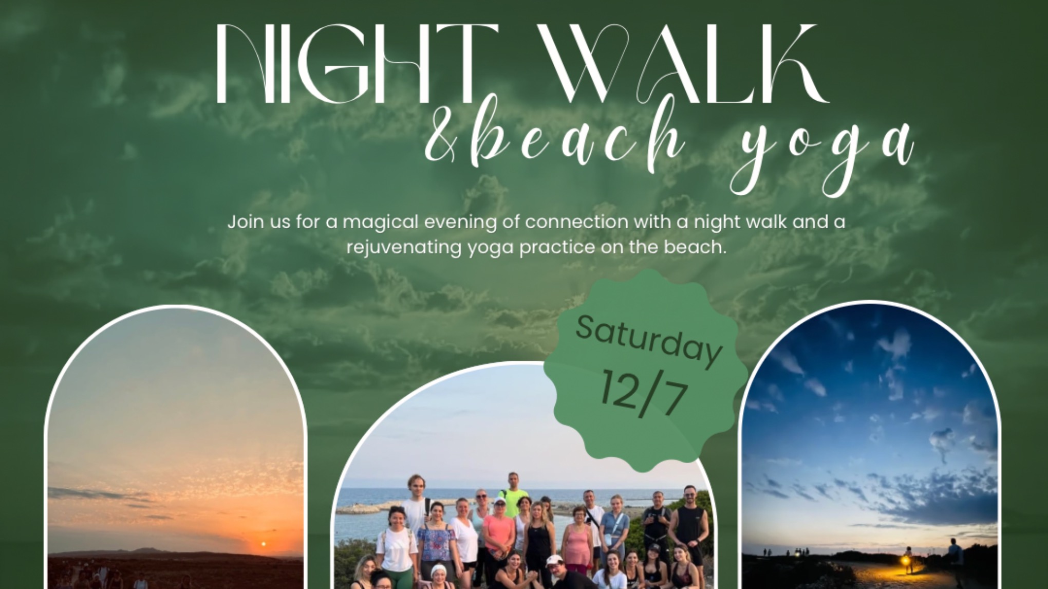 🌕 Night Walk & Yoga at the Beach 🌌