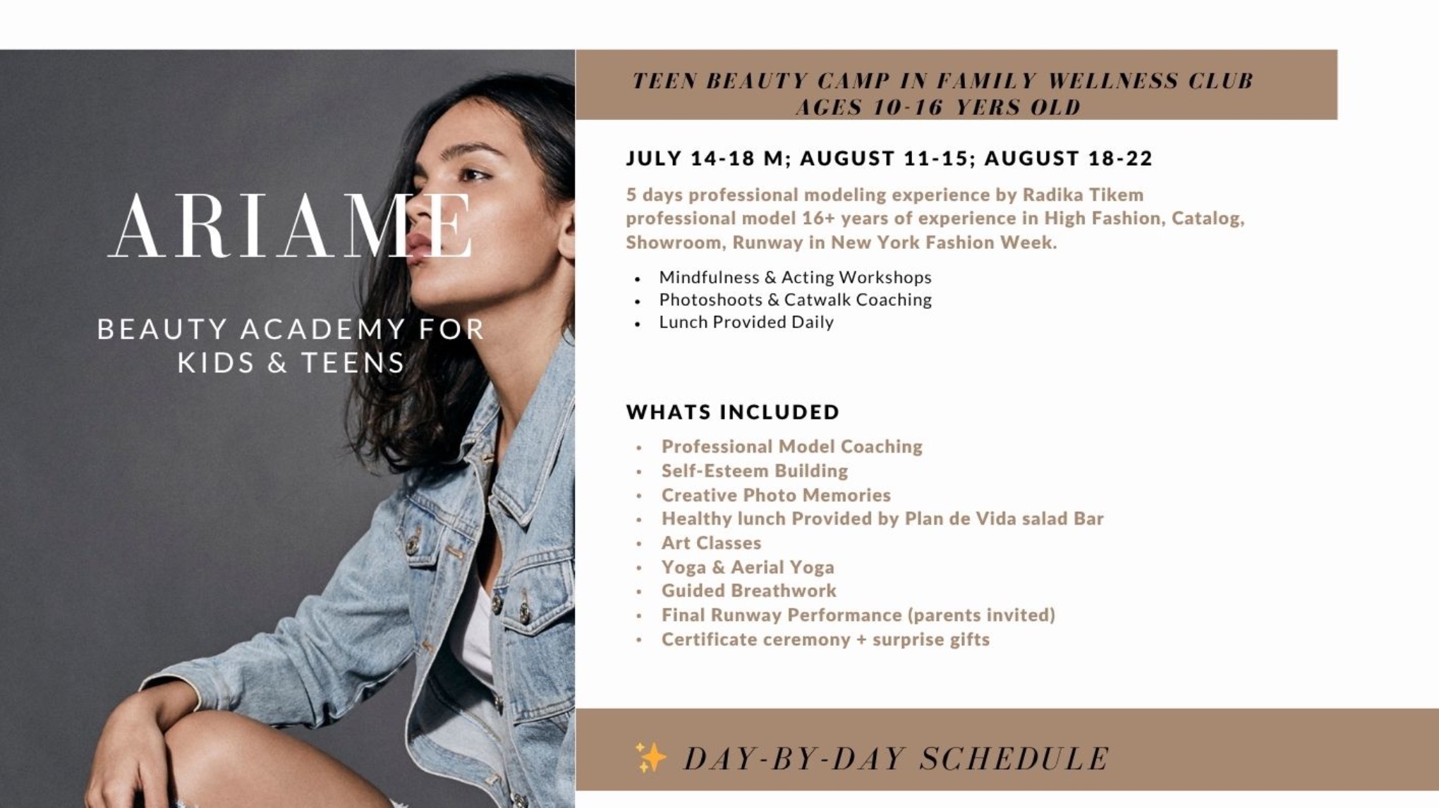 Beauty and Model camp for kids and teens 10+