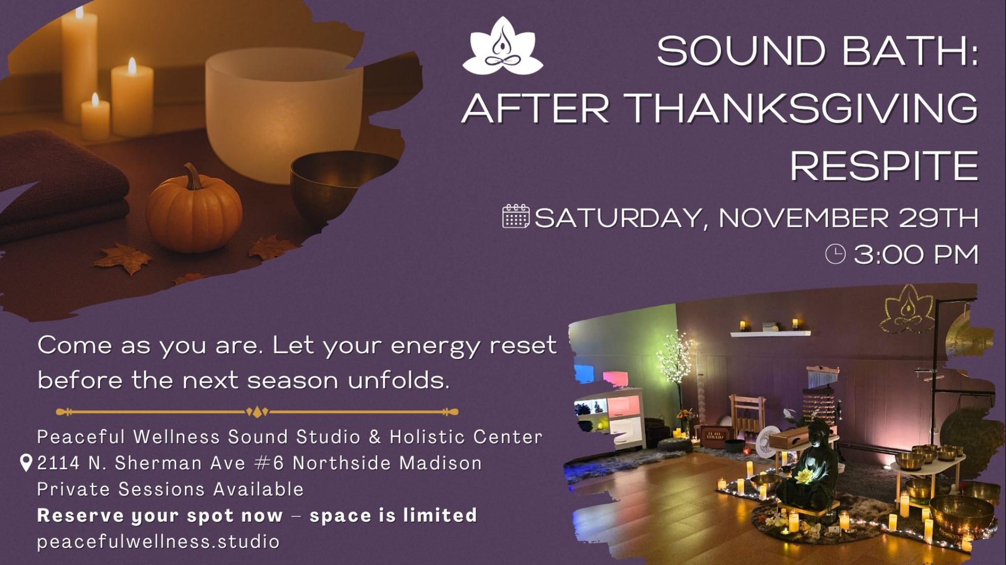 CANCELLED - MADISON After-Thanksgiving Sound Bath
