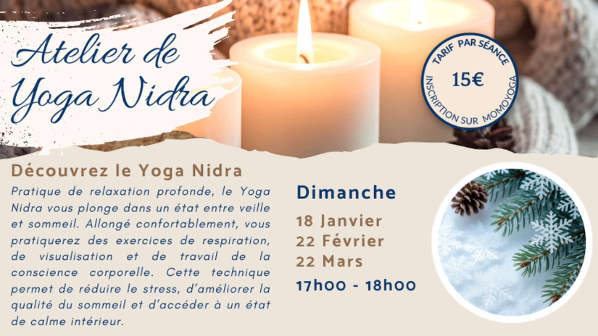 Atelier mensuel de Yoga Nidra - Lâcher prise & Souffle