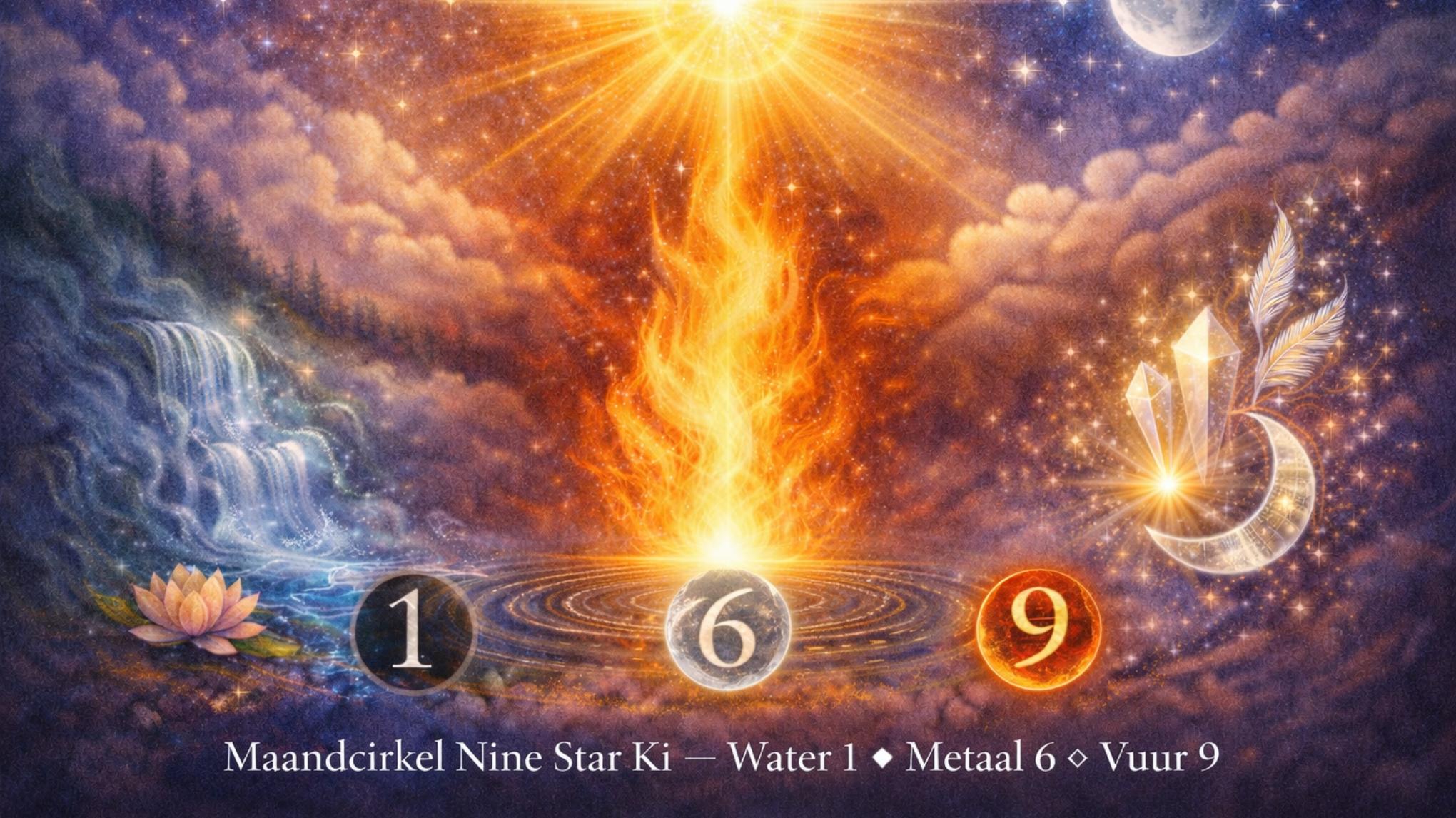 Maandcirkel Nine Star Ki – Water 1 ✧ Metaal 6 ✧ Vuur 9