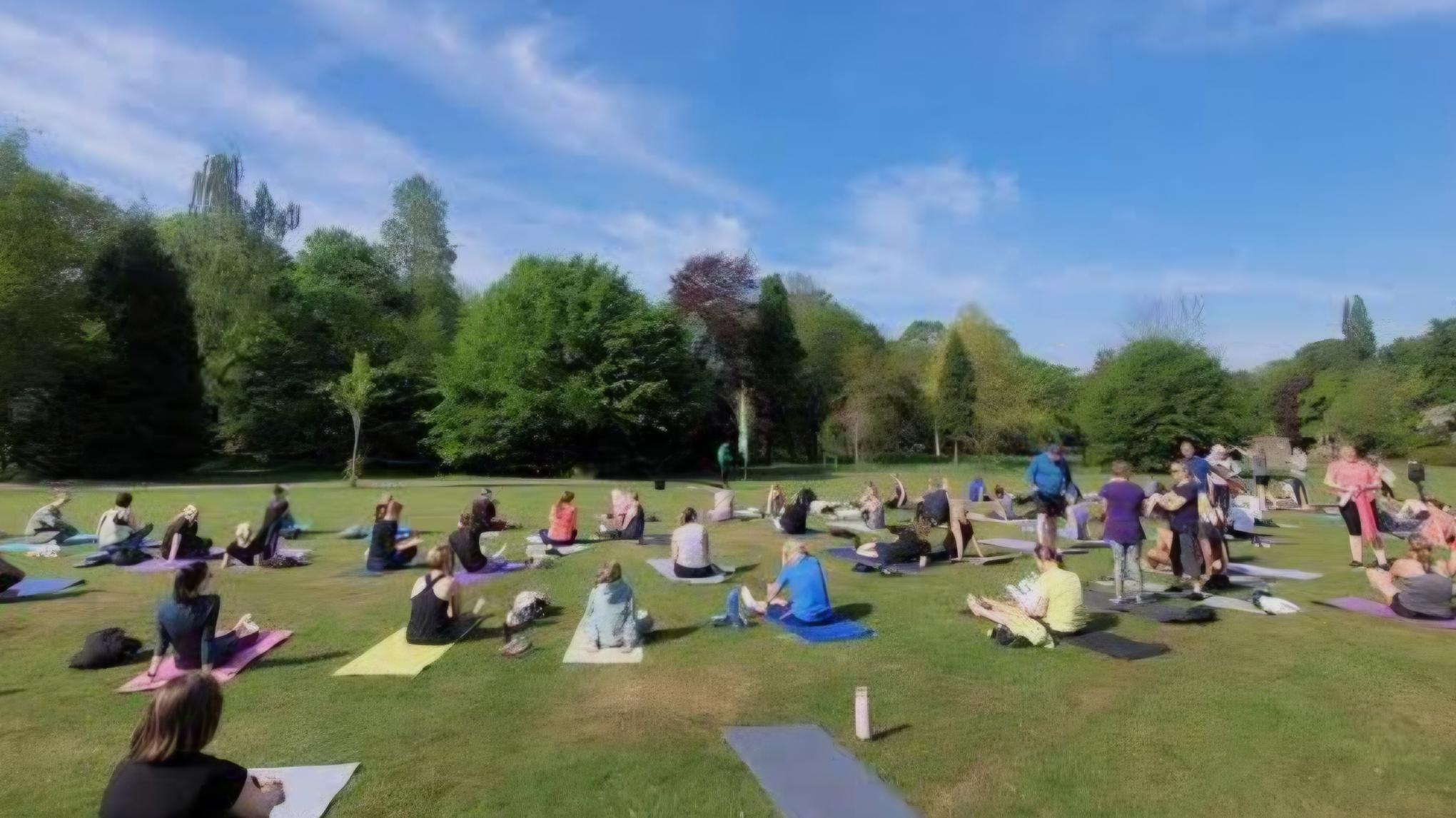 Outdoor yoga with tea and cake after