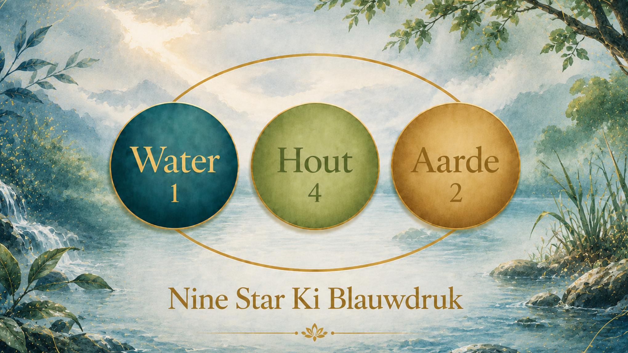 Maandcirkel Nine Star Ki – Water 1 ✧ Hout 4 ✧ Aarde 2