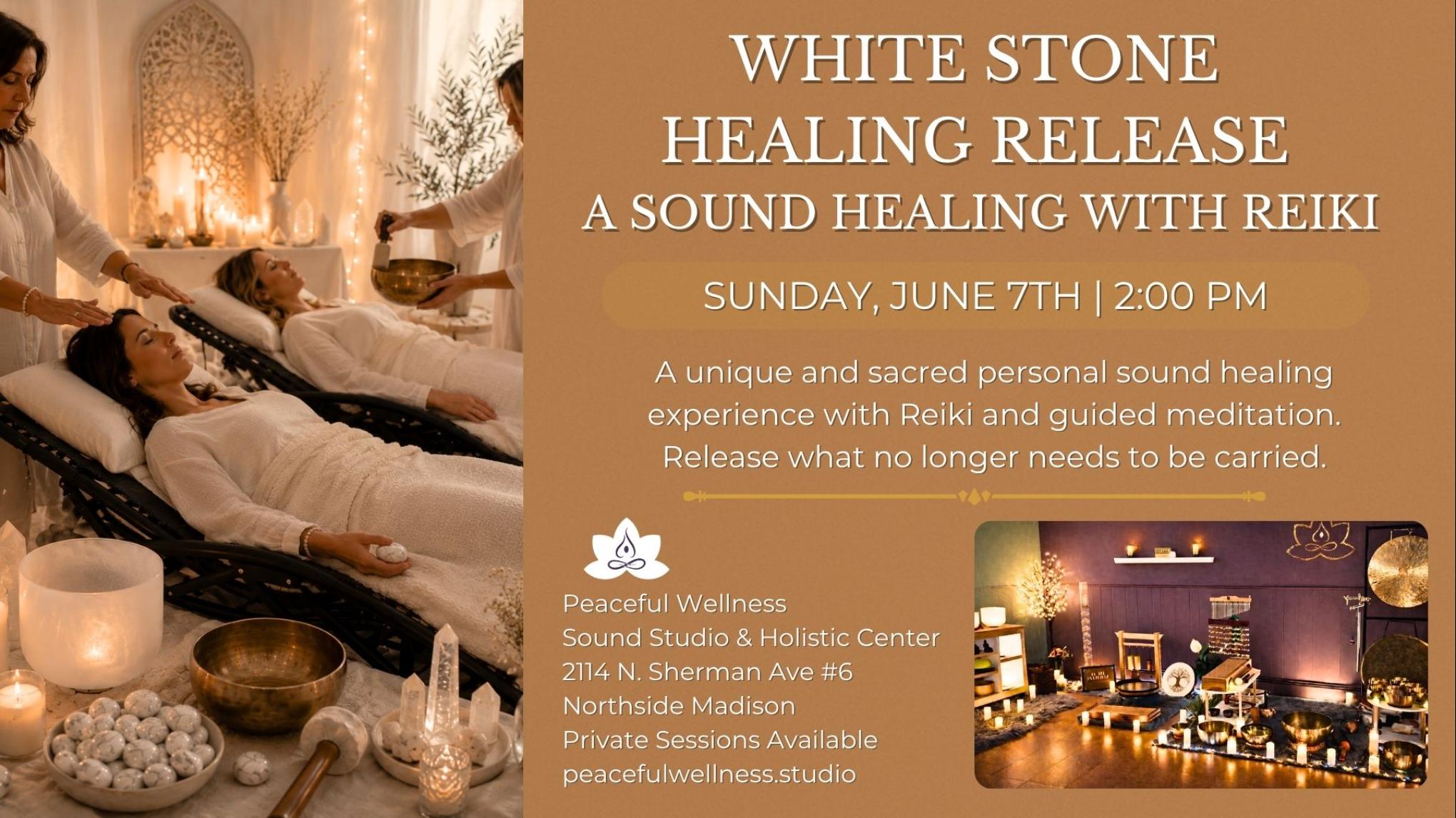 MADISON White Stone Healing Release Personal Sound Healing & Reiki