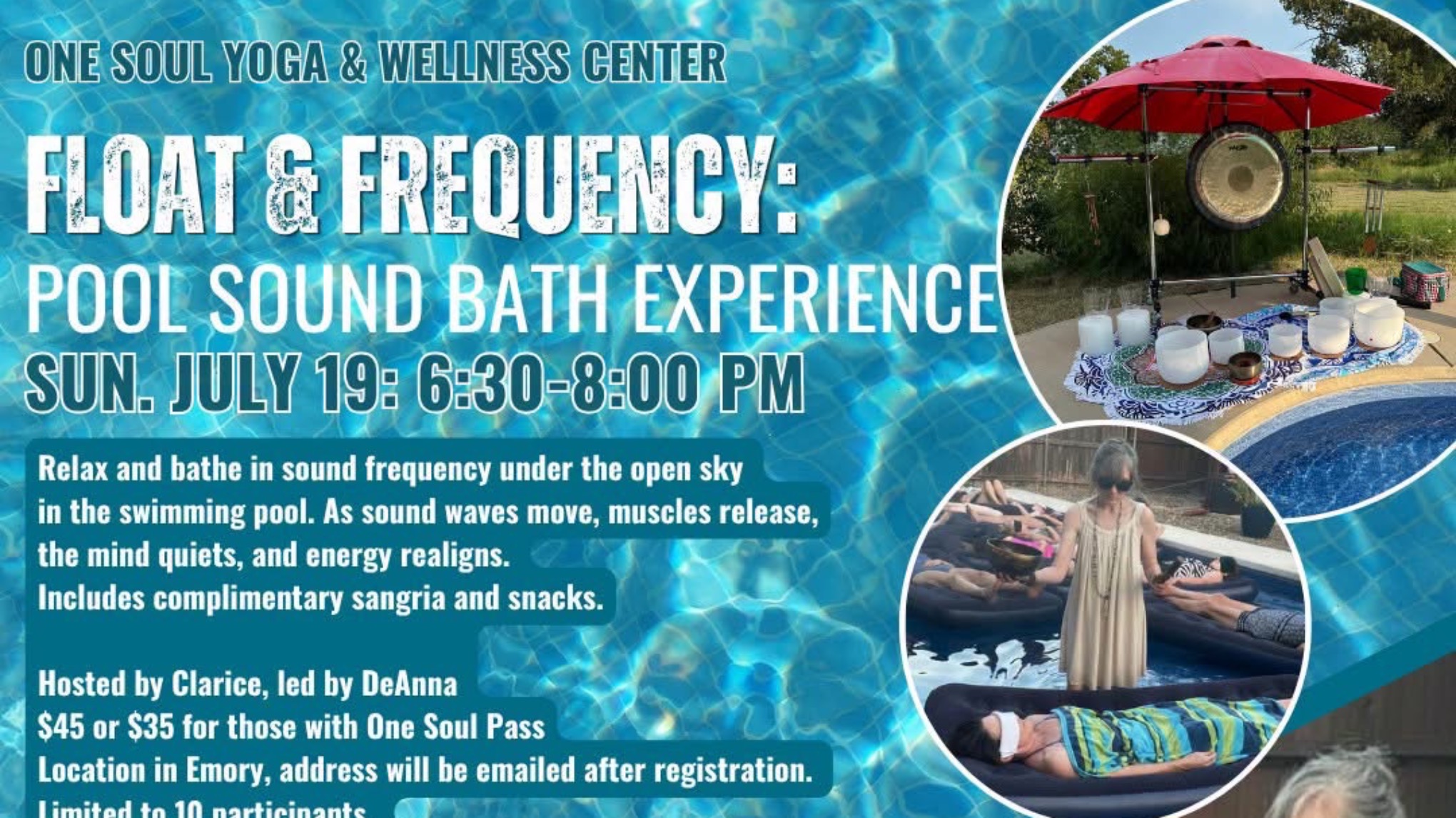 Float & Frequency: Pool Sound Bath Experience (Emory)