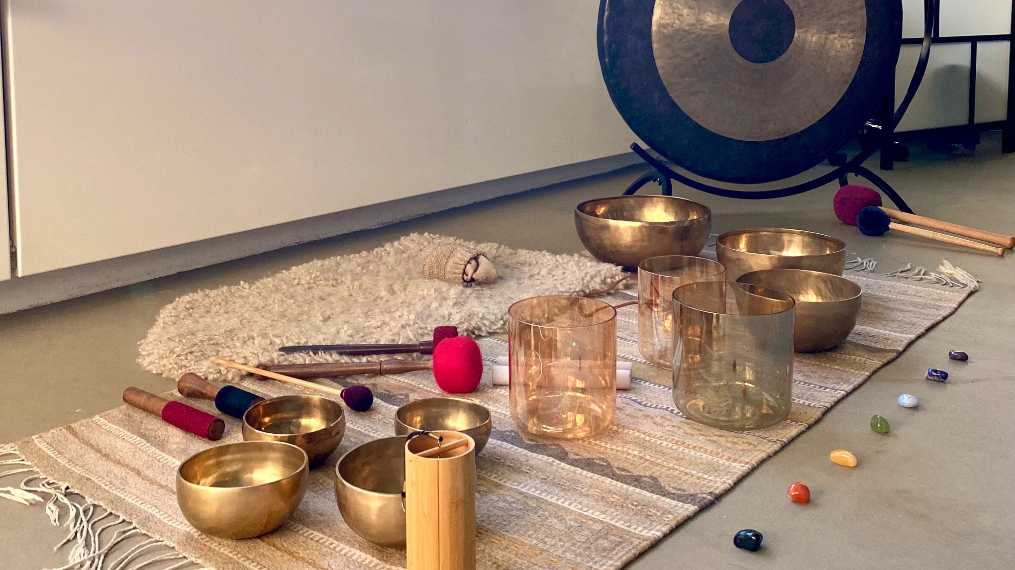 Klankschalen meditatie in de hangmat