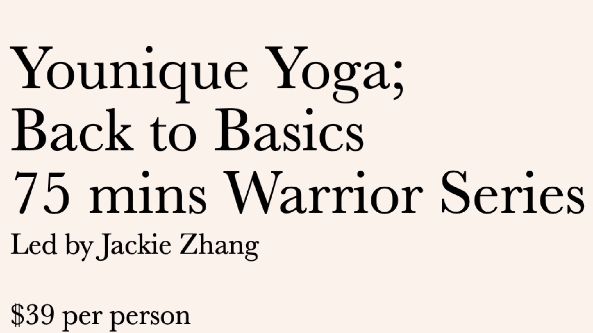 Back to Basics Series: the Warriors